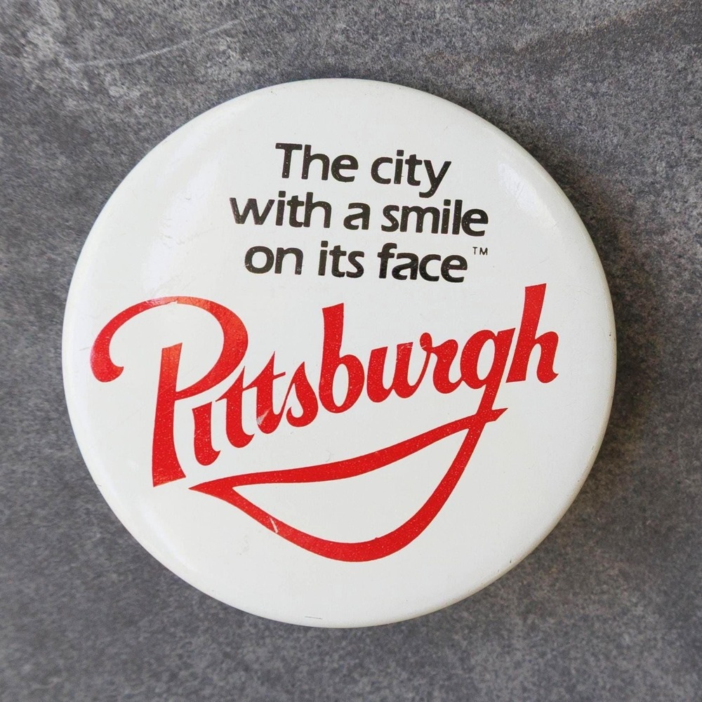1980s Pittsburgh The City With A Smile Pin Button